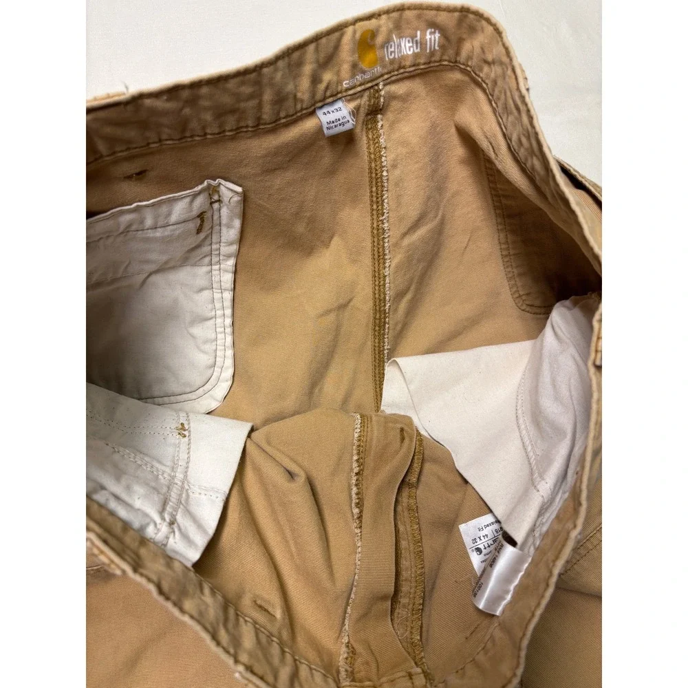 Carhartt Cotton Canvas Pants Men's 44x32 Double Knee Front 102802-918‎ Brown Tan